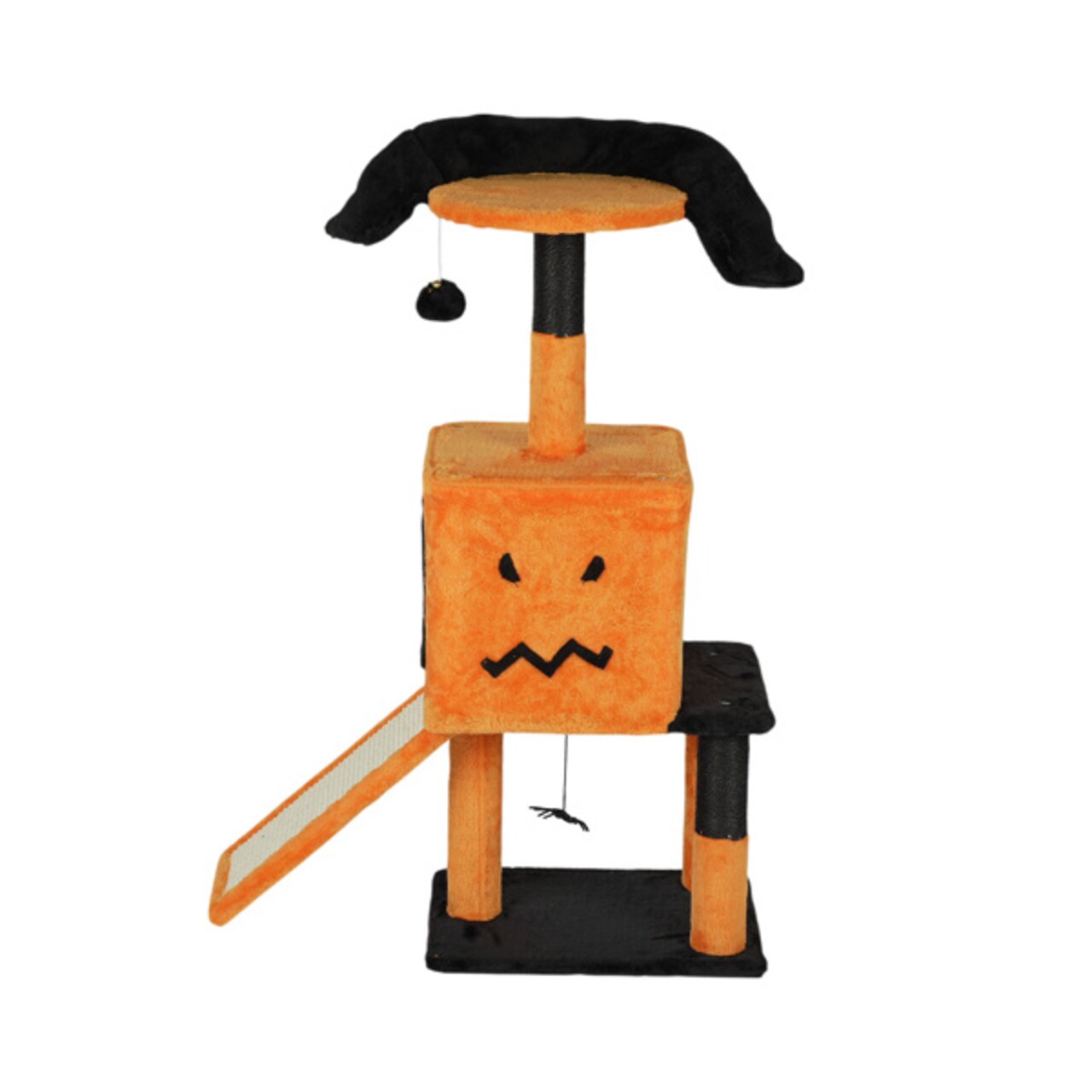 39.4" Halloween Cat Tree, Cat Tower Cat Tree for Indoor Cats with Spacious Cat Condo, Sisal Scratching Posts, Hanging Toys, Orange & Black
